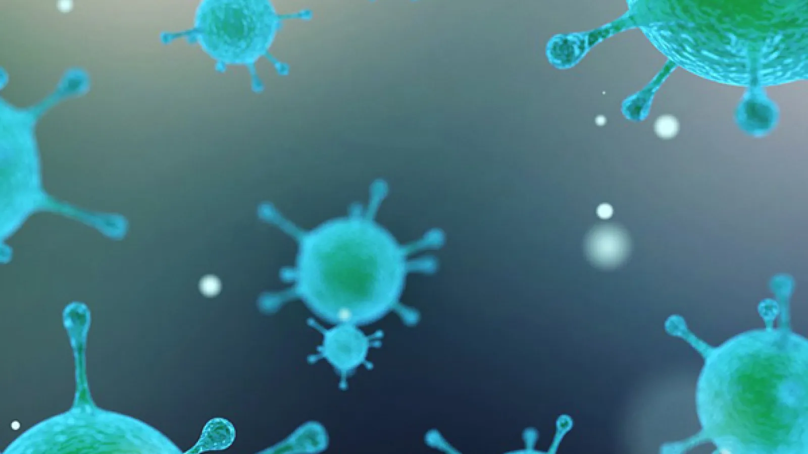 Artist's rendering of microscopic viruses